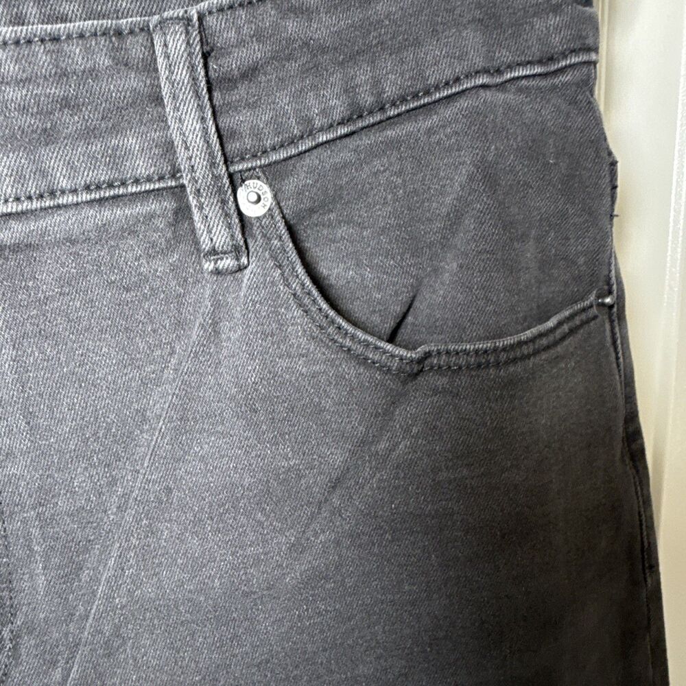 Hudson Women’s Black Dark Wash Denim Straight Jeans Stretch Pockets Size 14 - Picture 4 of 15